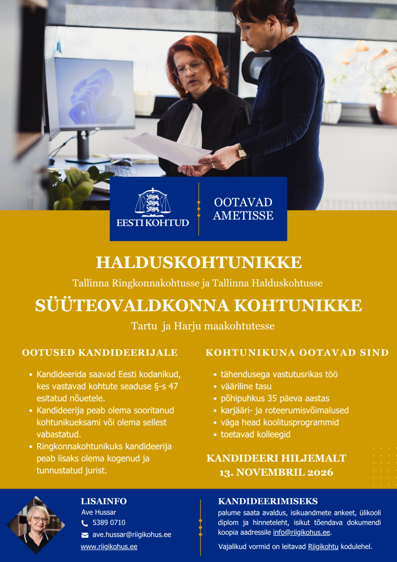 Kohtunikukonkursi kuulutus