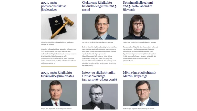 Kuvatõmmis Riigikohtu aastaraamatu kodulehelt