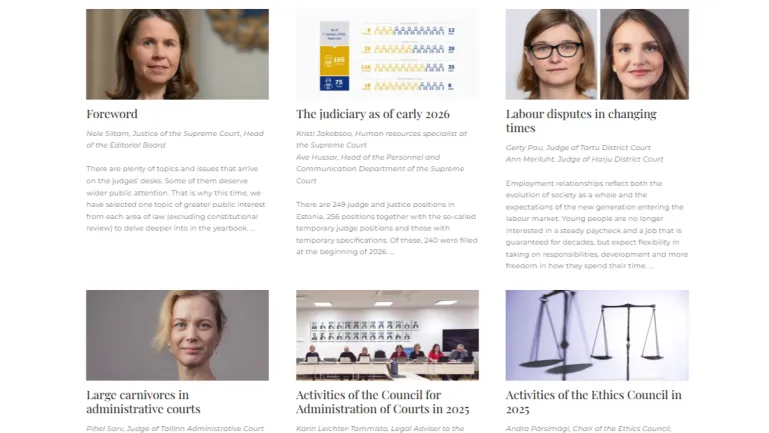 Screenshot of the Courts' Yearbook website